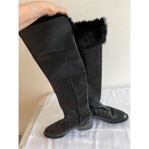 Daniel womens leather flat fur lined tall boot black strong sturdy